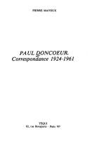 Cover of: Paul Doncœur: correspondance, 1924-1961