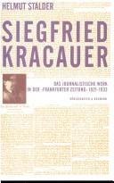 Cover of: Siegfried Kracauer by Helmut Stalder