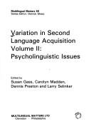 Cover of: Variation in Second Language Acquisition: Psycholinguistic Issues (Mulilingual Matters, 50)