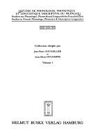 Cover of: Phonétique instrumentale et linguistique : actes de la journée d'études organisée le 15/5/1982 par le Laboratoire de phonétique de l'Université René Descartes, Paris