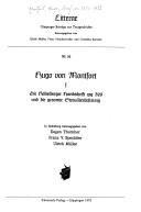 Cover of: Hugo von Montfort: Die Heidelberger Handschrift cpg 329 und die gesamte Streuuberlieferung : in Abbildung (Litterae)