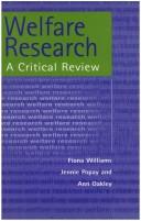 Cover of: Welfare research by [edited by] Fiona Williams, Jennie Popay, Ann Oakley.
