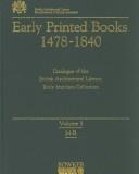 Cover of: Early printed books, 1478-1840 by British Architectural Library. Early Imprints Collection.
