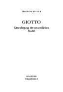 Cover of: Giotto: Grundlegung der neuzeitlichen Kunst (Schriften Theodor Hetzers)