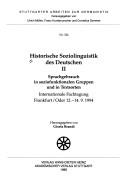 Cover of: Historische Soziolinguistik des Deutschen II by herausgegeben von Gisela Brandt.