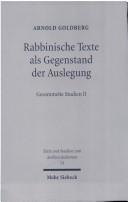 Cover of: Rabbinische Texte als Gegenstand der Auslegung