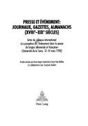 Cover of: Presse Et Evenement Journaux Gazettes, Almanachs (Convergences,)