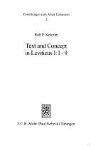 Cover of: Text and concept in Leviticus 1:1-9: a case in exegetical method
