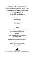 Cover of: Akten Des X. Internationalen Germanistenkongresses Wien 2000 &Laquo; Zeitenwende--Die Germanistik Auf Dem Weg Vom 20. Ins 21. Jahrhundert: Band 8 Kano (Jahrbuch Fur Internationale Germanistik)