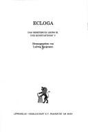 Cover of: Ecloga by herausgegeben von Ludwig Burgmann.