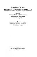 Cover of: Handbook of modern Japanese grammar by Yōko Matsuoka McClain