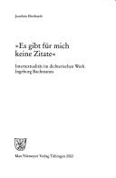 Cover of: "Es gibt für mich keine Zitate" by Joachim Eberhardt