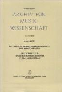 Cover of: Analysen: Beiträge zu einer Problemgeschichte des Komponierens ; Festschrift für Hans Heinrich Eggebrecht zum 65. Geburtstag
