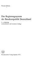 Cover of: Das Regierungssystem der Bundesrepublik Deutschland by Thomas Ellwein