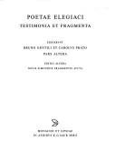 Cover of: Poetarum Elegiacorum Testimonia et Fragmenta by Bruno Gentili, Carlo Prato