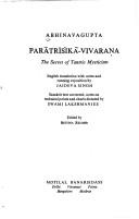 Cover of: Paratrisika Vivarana by Abhinavagupta by Jaideva Singh