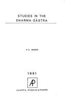 Cover of: Studies in the Dharma-śāstra by S. G. Moghe