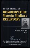 Cover of: Pocket Manual of Homeopathic Materia Medica and Repertory and a Chapter on Rare and Uncommon Remedies by William Boericke