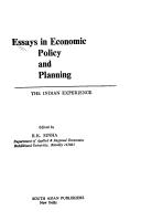 Cover of: Essays in economic policy and planning: the Indian experience