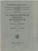 Les Archives privées de Dionysios, fils de Kephalas by E. Boswinkel, P. W. Pestman