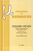 Cover of: Eduard Meyer by herausgegeben von William M. Calder III und Alexander Demandt.