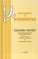 Cover of: Eduard Meyer: Leben und Leistung eines Universalhistorikers