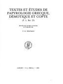 Cover of: Textes Et Etudes De Papyrologie Grecque, Demotique Et Copte (Papyrologica Lugduno-Batava) by P. W. Pestman