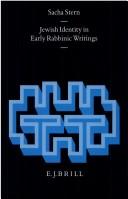 Cover of: Jewish Identity in Early Rabbinic Writings (Arbeiten Zur Geschichte Des Antiken Judentums Und Des Urchristentums, Vol 23) by Sacha Stern