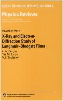 Cover of: X-Ray and Electron-Diffraction Study of Langmuir-Blodgett Films | L. A. Feigin