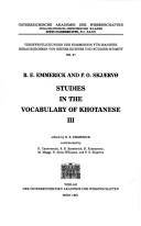 Cover of: Studies in the vocabulary of Khotanese