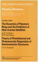 Cover of: Dynamics of Planetary Rings and the Prediction of New Uranian Satellites