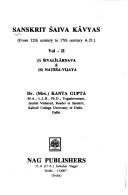 Cover of: Sanskrit Śaiva kāvyas: from 12th century to 17th century A.D.