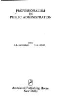Cover of: Professionalism in Public Administration | S. P. Rangarao