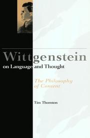Cover of: Wittgenstein on Thought and Language  by Tim Thornton