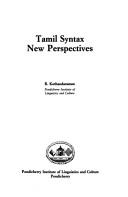 Cover of: Tamil syntax: new perspectives