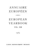 Cover of: European Yearbook / Annuaire Europeen 1965 (European Yearbook)