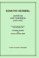 Cover of: Aufsätze und Vorträge 1922-1937 (Husserliana: Edmund Husserl)