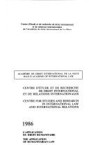 Cover of: L' Application du droit humanitaire: 1986