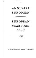 Cover of: European Yearbook / Annuaire Europeen 1968 (European Yearbook)