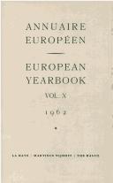 Cover of: European Yearbook / Annuaire Europeen 1962 (European Yearbook)