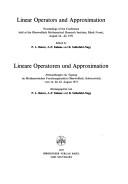 Cover of: Linear Operators and Approximation I: Proceedings Conference Math. Res. Institute, Oberwolfach (International Series of Numerical Mathematics)
