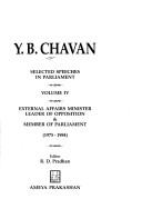 Cover of: Y.B. Chavan: Selected Speeches in Parliament (Volume IV)