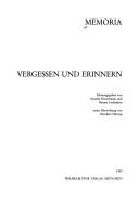 Cover of: Poetik und Hermeneutik, Bd.15, Memoria