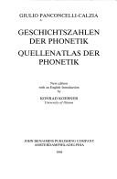 Cover of: Geschichtszahlen Der Phoentik/Quellenatlas Der Phoenetik (Amsterdam Studies in the Theory and History of Linguistic Science Series III Studies in the) by Giulio Panconcelli-Calzia