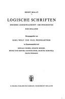 Cover of: Logische Schriften.: Grosses Logikfragment-Grundgesetze des Sollens.