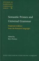 Cover of: Semantic primes and universal grammar: empirical evidence from the Romance languages