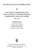 Cover of: Archives de Jules Humbert-Droz.: Textes établis et annotés par Siegfried Bahne.