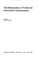 Cover of: The Relationship of verbal and nonverbal communication