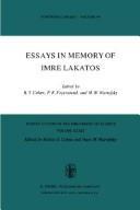 Cover of: Essays in memory of Imre Lakatos