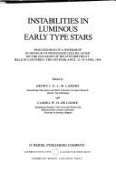 Cover of: Instabilities in luminous early type stars by edited by Henny J.G.L.M. Lamers and Camiel W.H. de Loore.